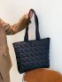 Geometric Quilted Shoulder Tote Bag