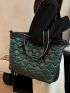 Quilted Zipper Detail Shoulder Tote Bag