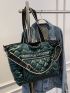 Quilted Zipper Detail Shoulder Tote Bag