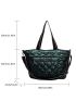 Quilted Zipper Detail Shoulder Tote Bag