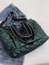 Quilted Zipper Detail Shoulder Tote Bag