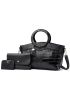 3pcs Crocodile Embossed Top Handle Bag Set