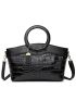 3pcs Crocodile Embossed Top Handle Bag Set