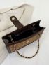 Letter & Studded Decor Chain Square Bag