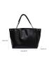 Letter Patch Decor Litchi Embossed Shoulder Tote Bag