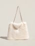 Minimalist Chain Fuzzy Shoulder Tote Bag