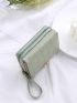 Stitch Detail Faux Pearl Decor Fold Over Small Wallet