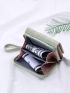 Stitch Detail Faux Pearl Decor Fold Over Small Wallet