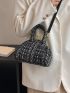 Mini Plaid Kiss Lock Tweed Satchel Bag