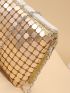 Mini Rhinestone & Faux Pearl Decor Chain Flap Square Bag