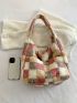 Plaid Pattern Fluffy Hobo Bag