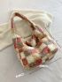 Plaid Pattern Fluffy Hobo Bag