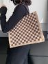 Checkered Pattern Shopper Bag