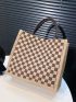 Checkered Pattern Shopper Bag