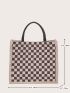 Checkered Pattern Shopper Bag