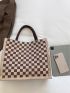 Checkered Pattern Shopper Bag