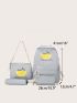 4pcs Lemon & Slogan Graphic Functional Backpack Set