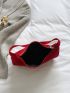 Neon-red Faux Suede Hobo Bag