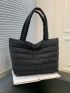 Quilted Pattern Shoulder Tote Bag