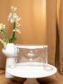 Faux Pearl Decor Transparent Flap Chain Square Bag