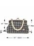 Faux Pearl Beaded Rhinestone & Butterfly Decor Square Bag