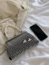 Faux Pearl Beaded Rhinestone & Butterfly Decor Square Bag