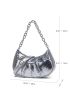 Crocodile Embossed Chain & Studded Decor Hobo Bag