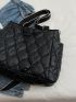 Reversible Geometric Quilted Shoulder Tote Bag