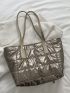 Metallic Geometric Quilted Reversible Square Bag