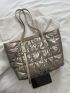 Metallic Geometric Quilted Reversible Square Bag