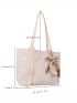 Geometric Embossed Twilly Scarf Decor Shoulder Tote Bag