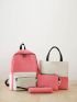 4pcs Two Tone Functional Backpack Set