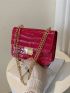 Mini Crocodile Embossed Chain Flap Square Bag