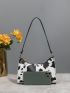 Cow Pattern Baguette Bag