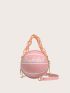 Mini Letter Graphic Ball Shaped Satchel Bag