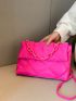 Neon Pink Quilted Chain Flap Square Bag