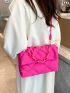 Neon Pink Quilted Chain Flap Square Bag