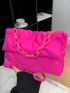 Neon Pink Quilted Chain Flap Square Bag