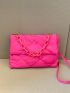 Neon Pink Quilted Chain Flap Square Bag