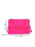 Neon Pink Quilted Chain Flap Square Bag