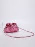 Metallic Litchi Embossed Ruched Bag