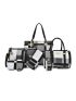 6pcs Plaid Pattern Letter Decor Tote Bag Set, Best Work Bag For Women