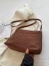 Buckle Decor Faux Suede Flap Square Bag