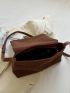 Buckle Decor Faux Suede Flap Square Bag