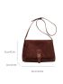 Buckle Decor Faux Suede Flap Square Bag