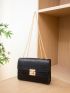 Mini Metallic Snakeskin Embossed Flap Chain Square Bag