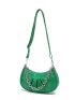 Crocodile Embossed Studded Decor Chain Ruched Bag