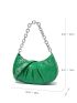 Crocodile Embossed Studded Decor Chain Ruched Bag