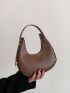 Fashionable Solid Color Hobo Bag Crocodile Embossed Top Handle Bag Stylish Crescent Purses Mini Crocodile Embossed Bag