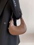 Fashionable Solid Color Hobo Bag Crocodile Embossed Top Handle Bag Stylish Crescent Purses Mini Crocodile Embossed Bag